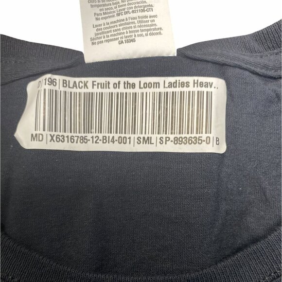 Fruit Of The Loom Women's Black T-Shirt Small American Flag Sign Language Cotton - Picture 5 of 6